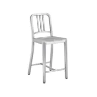tabouret haut - 1006 navy stool aluminium brossé l 43 x p 50 x h 94 cm, assise 61 cm aluminium recyclé