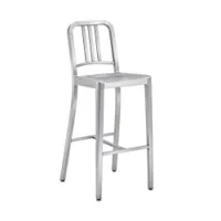 tabouret haut - 1006 navy stool aluminium brossé l 46 x p 54 x h 109 cm, assise 76 cm aluminium recyclé