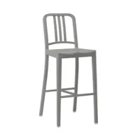 tabouret haut - 111 navy stool gris polypropylène recyclé, fibre de verre l 43 x p 47 x h 109 cm, assise 76 cm