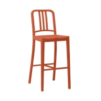 tabouret haut - 111 navy stool orange polypropylène recyclé, fibre de verre l 43 x p 47 x h 109 cm, assise 76 cm
