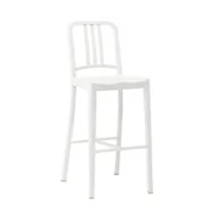 tabouret haut - 111 navy stool blanc polypropylène recyclé, fibre de verre l 43 x p 47 x h 109 cm, assise 76 cm