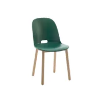 chaise - alfi dossier haut vert polypropylène et sciure de bois recyclés, frêne naturel