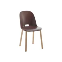 chaise - alfi dossier haut marron polypropylène et sciure de bois recyclés, frêne naturel