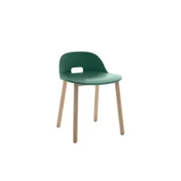 chaise - alfi dossier bas vert polypropylène et sciure de bois recyclés, frêne naturel