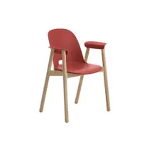 petit fauteuil - alfi armchair rouge polypropylène et sciure de bois recyclés, frêne naturel