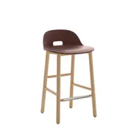 tabouret haut - alfi stool dossier bas marron polypropylène et sciure de bois recyclés, frêne naturel l 43,2 x p 47 x h 80,5 cm, assise 65,5 cm