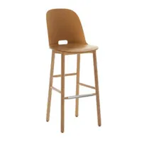 tabouret haut - alfi stool dossier haut sable polypropylène et sciure de bois recyclés, frêne naturel l 43,2 x p 50 x h 110 cm, assise 76 cm