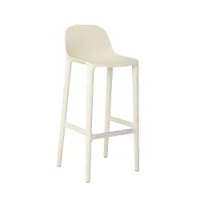 tabouret haut - broom stool blanc polypropylène et sciure de bois recyclés l 44 x p 42 x h 100 cm, assise 76 cm