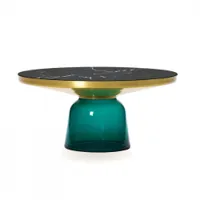table basse - bell coffee marbre ø 75 x h 36 cm vert émeraude marbre noir verre soufflé, laiton, plateau marbre