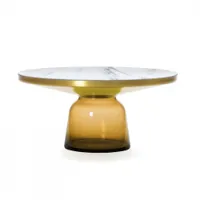 table basse - bell coffee marbre ø 75 x h 36 cm orange ambré marbre blanc verre soufflé, laiton, plateau marbre