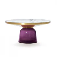 table basse - bell coffee marbre ø 75 x h 36 cm violet améthyste marbre blanc verre soufflé, laiton, plateau marbre