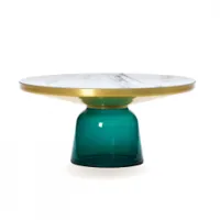 table basse - bell coffee marbre ø 75 x h 36 cm vert émeraude marbre blanc verre soufflé, laiton, plateau marbre