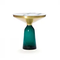 table d'appoint guéridon - bell side marbre ø 50 x h 53 cm vert émeraude marbre blanc verre soufflé, laiton, plateau marbre