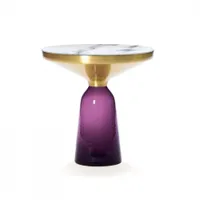 table d'appoint guéridon - bell side marbre ø 50 x h 53 cm violet améthyste marbre blanc verre soufflé, laiton, plateau marbre