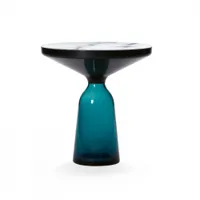 table d'appoint guéridon - bell side marbre ø 50 x h 53 cm marbre blanc bleu montana/ noir verre soufflé, acier, plateau marbre
