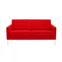canapé - florence knoll 2 places tissu cato, chrome poli rouge 19