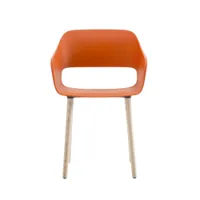 petit fauteuil - babila armchair 2755 polypropylène, aluminium moulé, frêne massif orange/ frêne blanchi