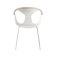 petit fauteuil - fox 3726 blanc/ frêne coque polypropylène, fibres de verre, frêne, tube d'acier