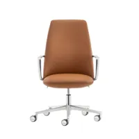 fauteuil de bureau - elinor executive cognac cuir mi-fleur, aluminium poli