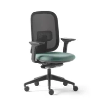 fauteuil de bureau - alaia résille tissu step melange, résille noire, base nylon noir vert d'eau chiné