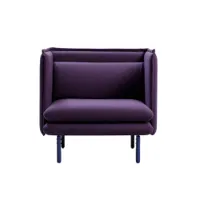 fauteuil - rew 88 l tissu facet, pieds frêne violet 72/ pieds bleu 52