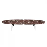 table basse - graphium 200x60 lepanto rouge marbre lepanto, acier verni noir