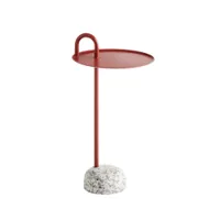table d'appoint guéridon - bowler tôle et acier massif finition époxy, granite rouge tuile