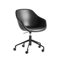 fauteuil de bureau - about a chair aac 153 noir cuir sense, aluminium finition époxy noir
