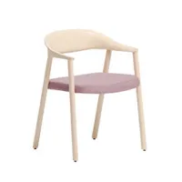 petit fauteuil - hera 2865 frêne, dossier contreplaqué, mousse polyuréthane, tissu  rose