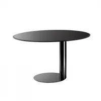table - oto noir ø 120 x h 74 cm plateau verre biseauté, structure métal laqué