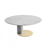 table - oto big marbre carrara blanc ø 160 x h 72 cm marbre, acier inox laitonné