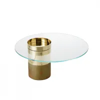 table basse - haumea m ø 80 x h 40 cm laiton/ rouille verre trempé, laiton brillant, rouille