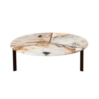table basse - joaquim marbre patagonia brillant, métal finition bronze ø 100 x h 30 cm