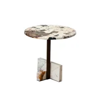 table d'appoint guéridon - joaquim ø 50 x h 48 cm marbre patagonia brillant, métal finition bronze
