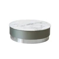 table basse - pastilles bopha 19 marbre blanc de carrare, tissu bopha, base aluminium ø 100 x h 33 cm