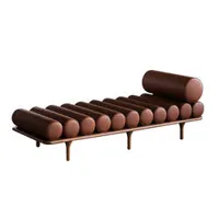 canapé - five to nine daybed avec appui-tête noyer, cuir cuir aniline 02