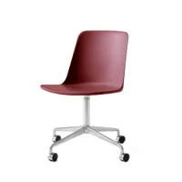 fauteuil de bureau - rely hw21 aluminium poli marron rouge