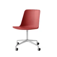 fauteuil de bureau - rely hw21 aluminium poli rouge vermillon