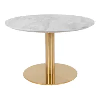 table basse avec plateau aspect marbre et base en laiton house nordic bolzano