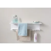 étagère salle de bain 60 cm - porte serviette mural blanc - teebooks