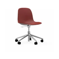 chaise de bureau en aluminium et pp rouge form - normann copenhagen