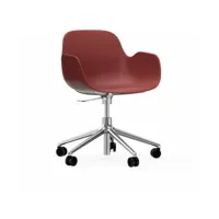 chaise de bureau avec accoudoirs en aluminium et pp rouge form - normann copenhagen