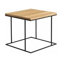 table basse carré en métal noir plateau en plaqué bois walt - custom form