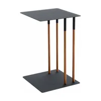 table d'appoint noire et pieds en bois - yamazaki