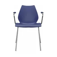 chaise avec accoudoirs bleue maui - kartell