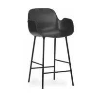 chaise de bar avec accoudoirs en acier et pp noir 65 cm form - normann copenhagen