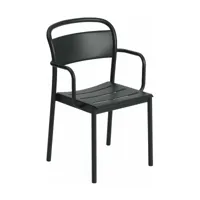 chaise d'extérieur avec accoudoirs en acier noir linear - muuto
