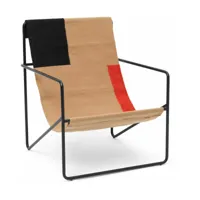 fauteuil en métal noir et tissu recyclé à bloc 63 x 77 cm desert - ferm living