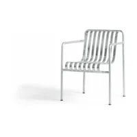 fauteuil de jardin avec accoudoir en métal gris galvanisé palissade - hay