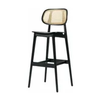 chaise de bar en cannage et chêne noir 110 cm titus - vincent sheppard